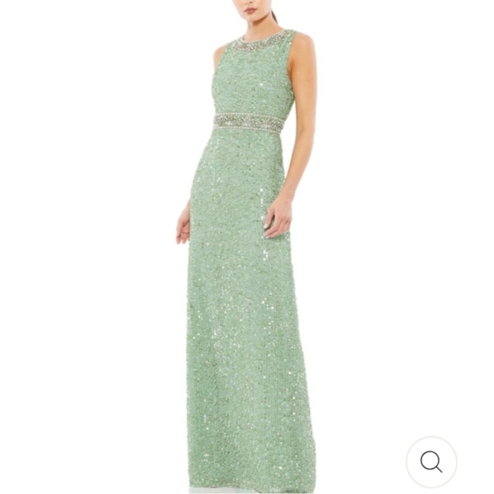 MAC DUGGAL SEQUIN EMBELLISHED FULL LENGTH COLUMN GOWN SIZE 8.